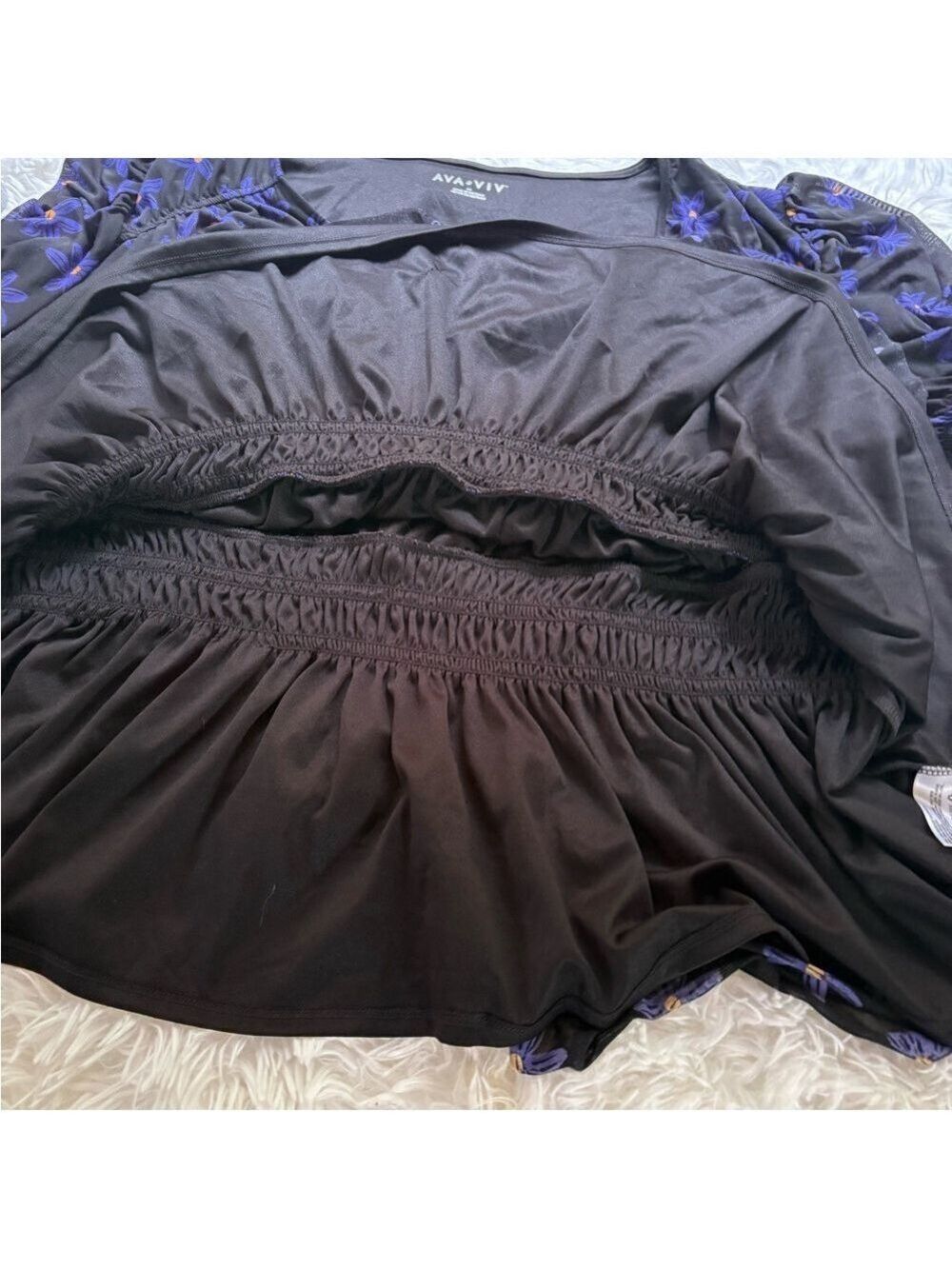 Ava & Viv 3X Black blue yellow Floral Smocked Peplum Top - Picture 12 of 12